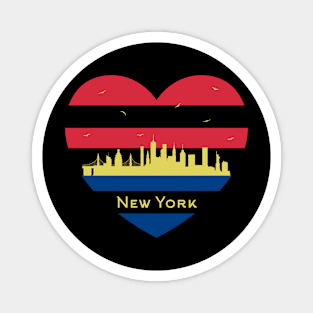 NYC City Skyline cityscape Heart Shape Bird Flying New York Magnet